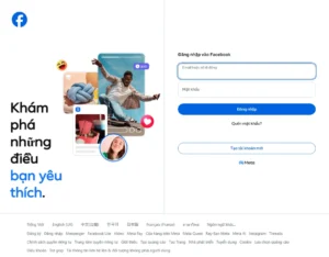 Màn hình đăng nhập Facebook và vị trí liên kết Quên mật khẩu
