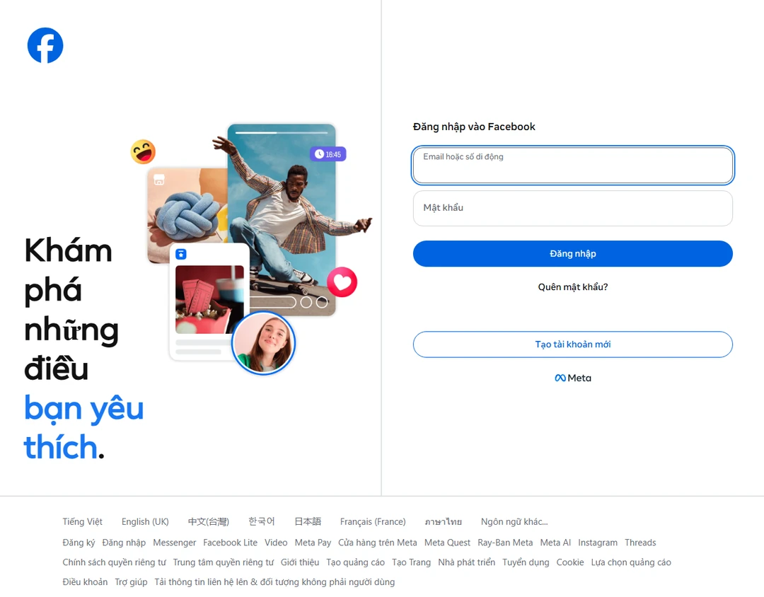 Facebook bị khóa - đọc thông báo ở màn hình đăng nhập