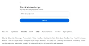 Màn hình Tìm tài khoản của bạn trên Facebook