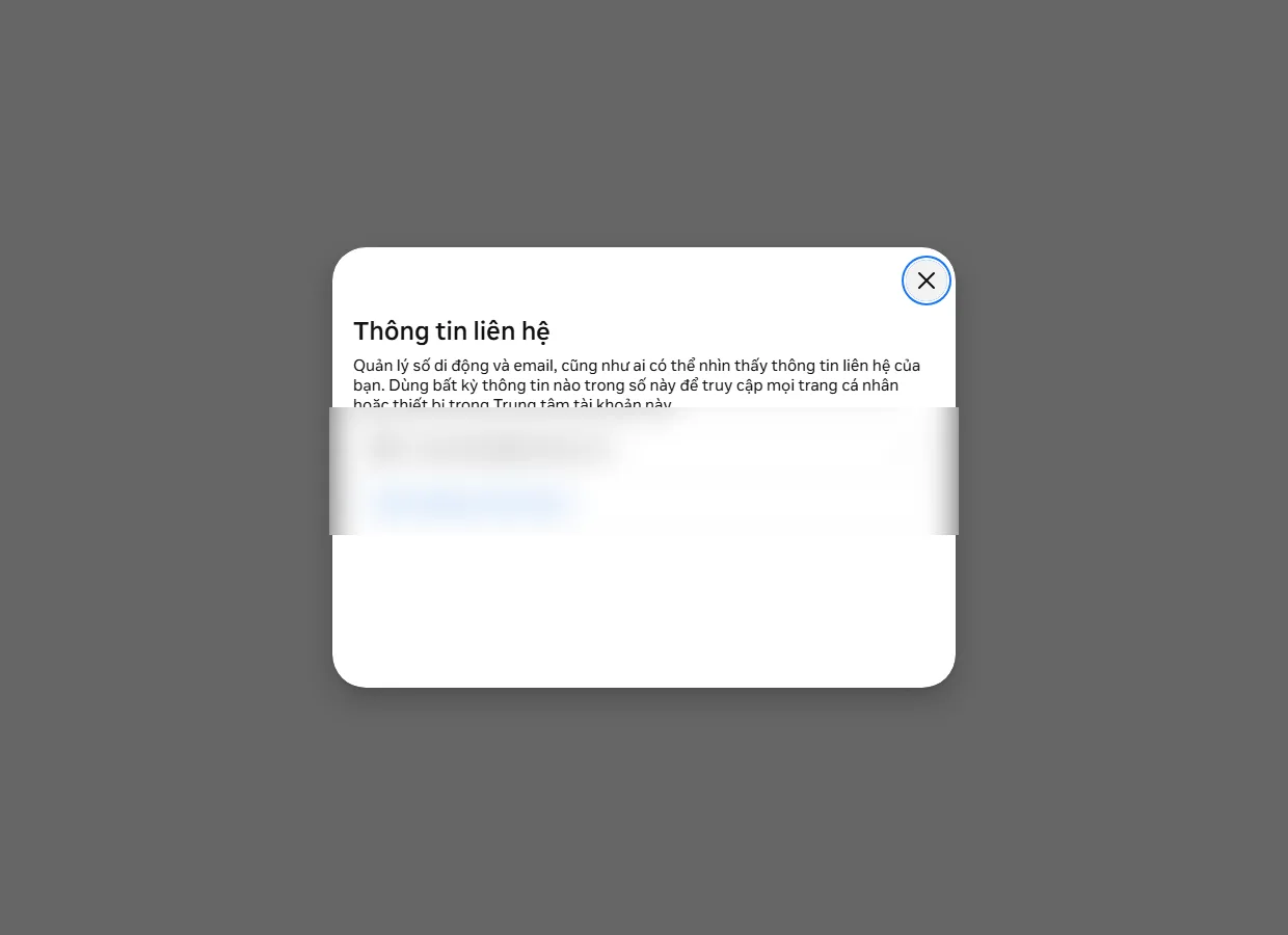 Instagram mất số điện thoại - mục Thông tin liên hệ trong Trung tâm tài khoản