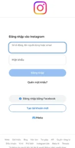 Đăng nhập Instagram - màn hình nhập tên người dùng và mật khẩu, nút Quên mật khẩu