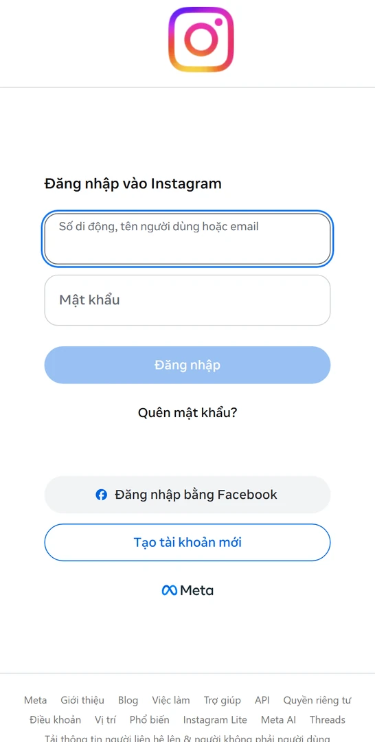 Instagram bị vô hiệu hóa - màn hình đăng nhập báo trạng thái tài khoản