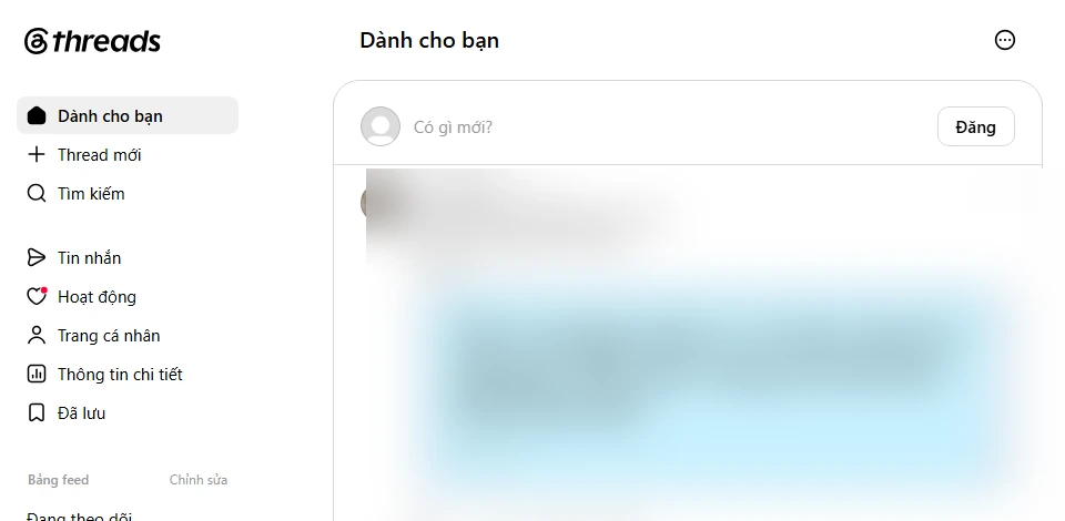 Threads là gì - giao diện Threads với hộp soạn bài và thanh điều hướng