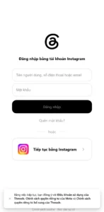 Không đăng nhập được Threads - màn đăng nhập bằng tài khoản Instagram