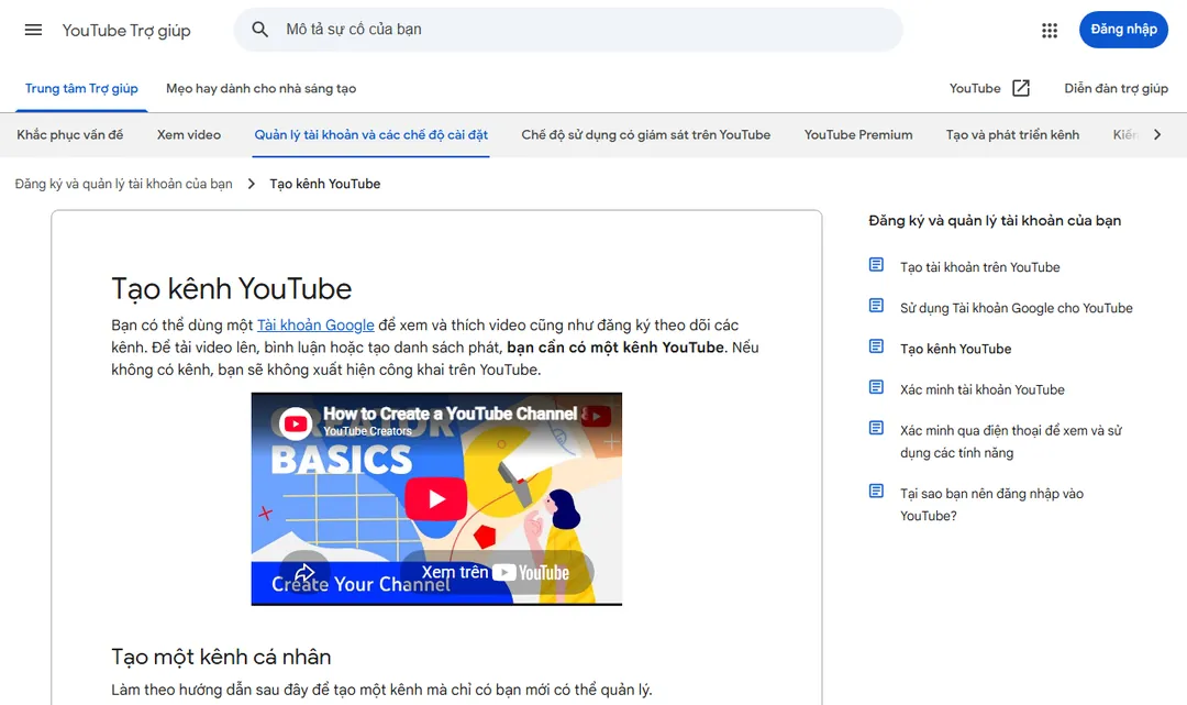 Tạo kênh YouTube từ A-Z cho người mới (2026) - Trung tâm trợ giúp YouTube